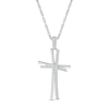 Thumbnail Image 1 of 0.115 CT. T.W. Diamond Abstract Cross Pendant in Sterling Silver