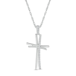 0.115 CT. T.W. Diamond Abstract Cross Pendant in Sterling Silver