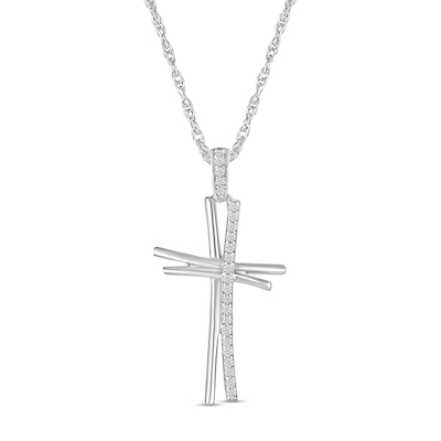 0.115 CT. T.W. Diamond Abstract Cross Pendant in Sterling Silver