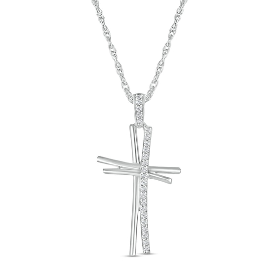 0.115 CT. T.W. Diamond Abstract Cross Pendant in Sterling Silver