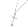 Thumbnail Image 1 of 0.115 CT. T.W. Diamond Abstract Cross Pendant in Sterling Silver