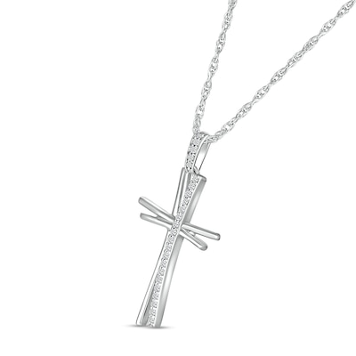 0.115 CT. T.W. Diamond Abstract Cross Pendant in Sterling Silver