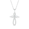 Thumbnail Image 0 of 0.23 CT. T.W. Diamond Angel Figure Cross Pendant in Sterling Silver