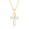 0.086 CT. T.W. Diamond Curved Windmill Cross Pendant in 10K Gold