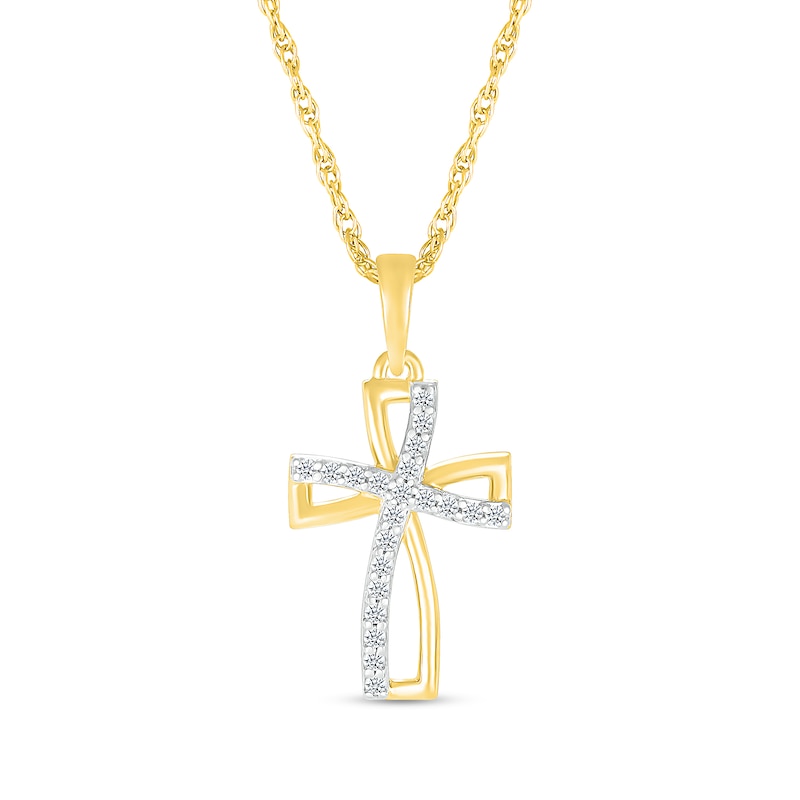 0.086 CT. T.W. Diamond Curved Windmill Cross Pendant in 10K Gold|Peoples Jewellers
