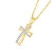 0.086 CT. T.W. Diamond Curved Windmill Cross Pendant in 10K Gold