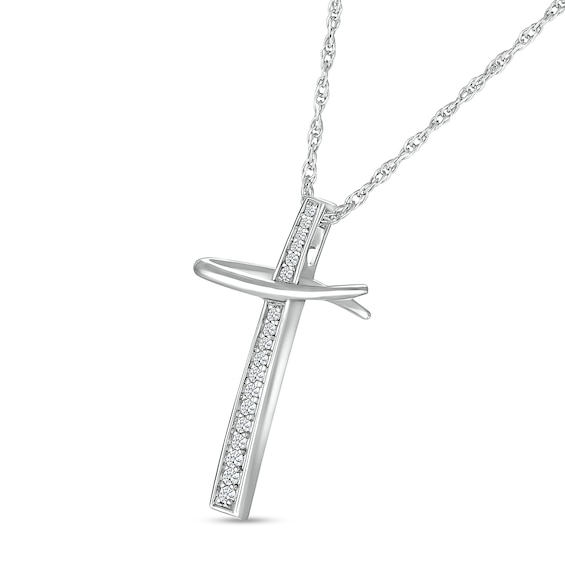 0.085 CT. T.W. Diamond Abstract Cross Pendant in Sterling Silver