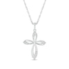 Thumbnail Image 0 of 0.04 CT. T.W. Diamond Looped Cross Pendant in Sterling Silver
