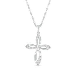 0.04 CT. T.W. Diamond Looped Cross Pendant in Sterling Silver