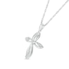 Thumbnail Image 1 of 0.04 CT. T.W. Diamond Looped Cross Pendant in Sterling Silver