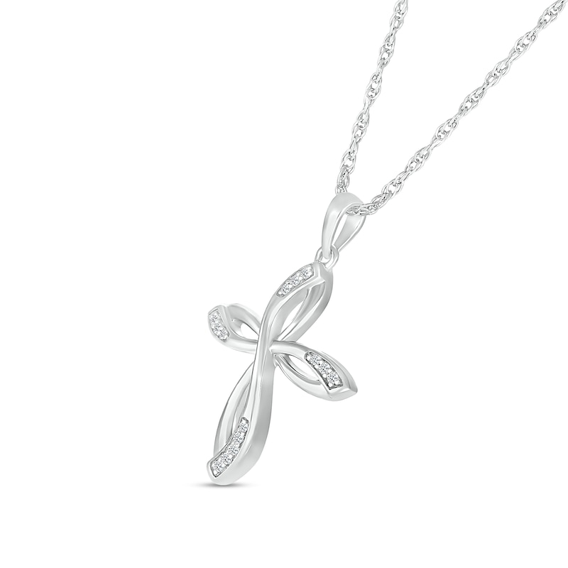 0.04 CT. T.W. Diamond Looped Cross Pendant in Sterling Silver|Peoples Jewellers