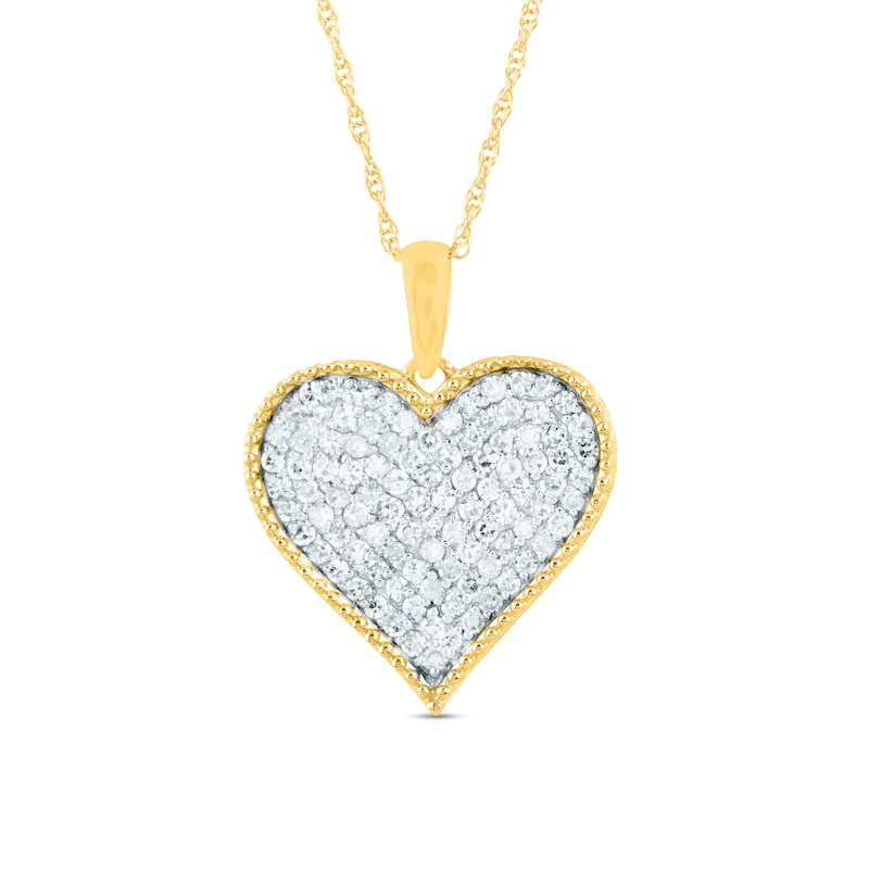 0.50 CT. T.W. Multi-Diamond Heart Pendant in 10K Gold|Peoples Jewellers