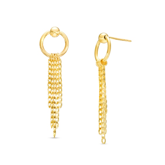 Curb Chain Tassel Drop Earrings in 10K Gold