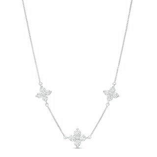 1.00 CT. T.W. Certified Lab-Created Diamond Flower Station Necklace in 14K White Gold (F/SI2)