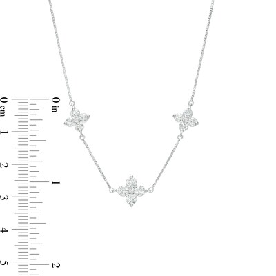 1.00 CT. T.W. Certified Lab-Created Diamond Flower Station Necklace in 14K White Gold (F/SI2)