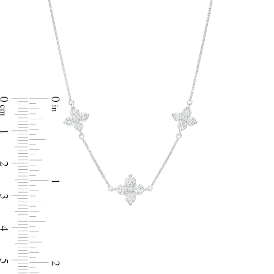 1.00 CT. T.W. Certified Lab-Created Diamond Flower Station Necklace in 14K White Gold (F/SI2)