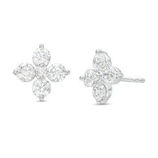 1.00 CT. T.W. Certified Lab-Created Diamond Flower Stud Earrings in 14K White Gold (F/SI2)