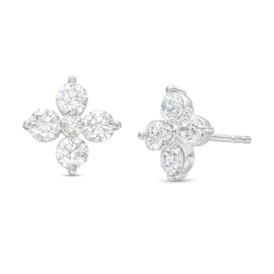 1.00 CT. T.W. Certified Lab-Created Diamond Flower Stud Earrings in 14K White Gold (F/SI2)