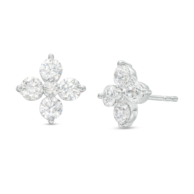 1.00 CT. T.W. Certified Lab-Created Diamond Flower Stud Earrings in 14K White Gold (F/SI2)|Peoples Jewellers