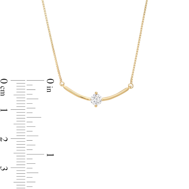 0.25 CT. Certified Lab-Created Diamond Solitaire Curved Bar Necklace in 14K Gold (F/SI2)|Peoples Jewellers