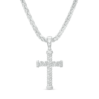 Gothic Cross Pendant with Diamond Accents in Sterling Silver