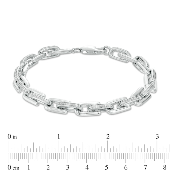 Men's 0.50 CT. T.W. Diamond Link Chain Bracelet in Sterling Silver – 8.5"