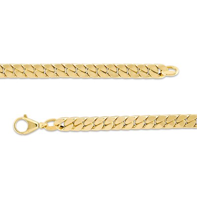 7.0mm Flat Curb Chain Link Bracelet in 18K Gold - 7.26"