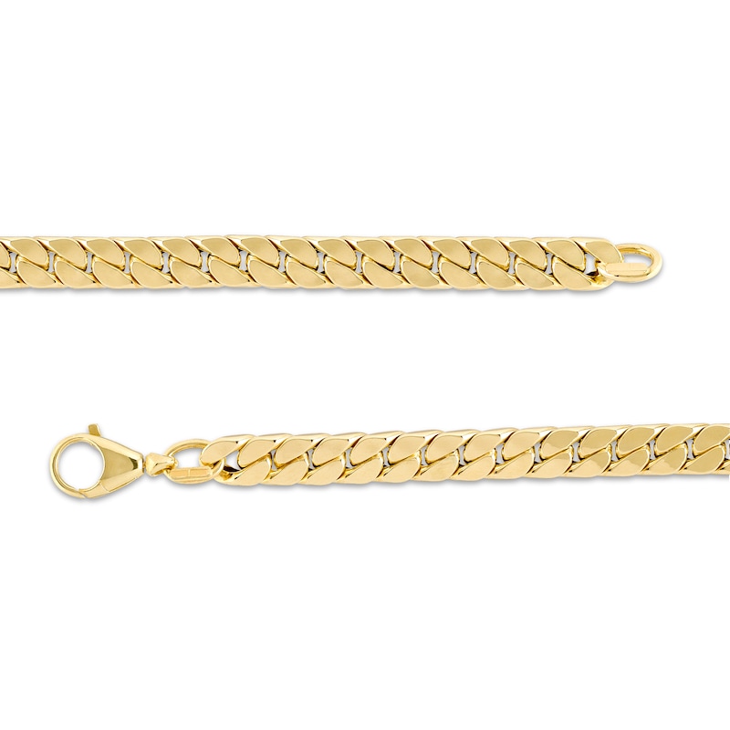 Italian Gold 7.0mm Flat Curb Chain Link Bracelet in 18K Gold - 7.26"|Peoples Jewellers
