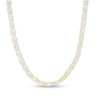 Briolette Cubic Zirconia Mesh Chain Necklace in 14K Gold