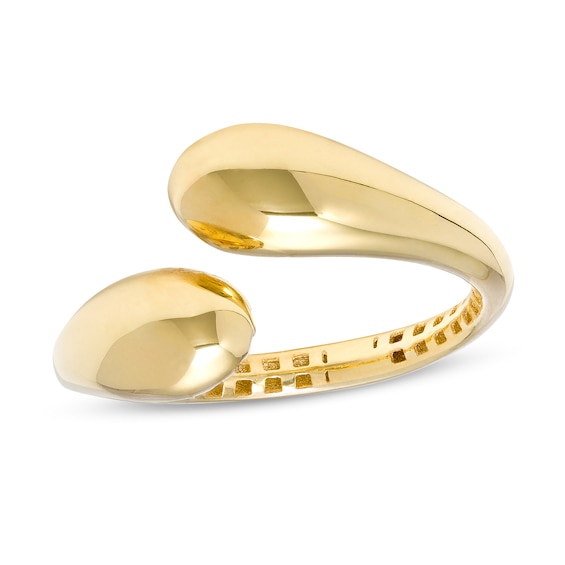 Italian Gold High-Polish Double Teardrop Bypass Ring in 18K Gold - Size 7