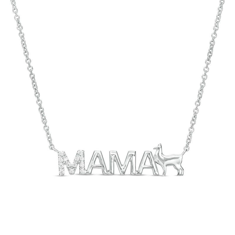 Diamond Accent "MAMA" Llama Necklace in Sterling Silver|Peoples Jewellers