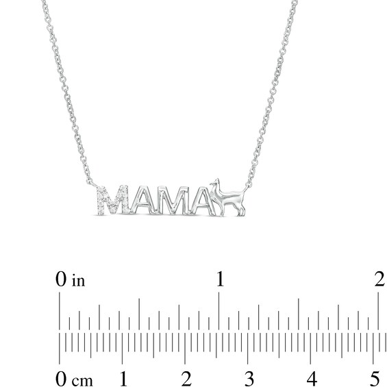 Diamond Accent "MAMA" Llama Necklace in Sterling Silver