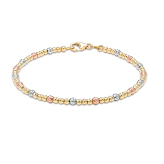 Diamond-Cut Brilliance Bead Station Bracelet in 18K Gold