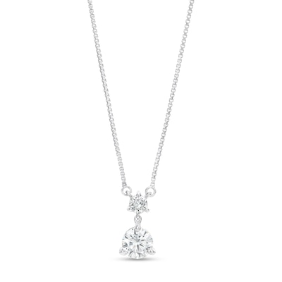 0.60 CT. T.W. Certified Lab-Created Diamond Stacked Drop Necklace in 14K White Gold (F/SI2)