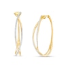 Thumbnail Image 1 of 0.25 CT. T.W. Diamond Criss-Cross Open Hoop Earrings in 10K Gold