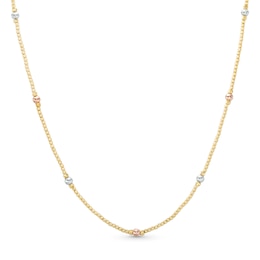 Diamond-Cut 3.0mm Station Brilliance Beads Chain Necklace in 18K Gold – 16.5&quot;