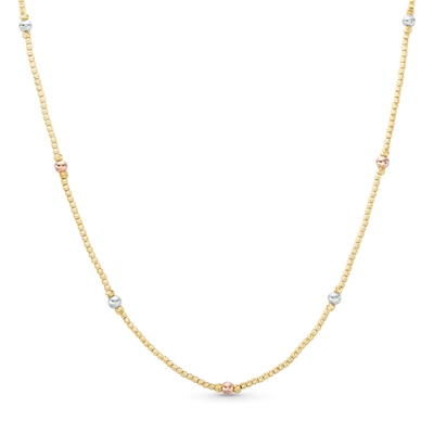 Diamond-Cut 3.0mm Station Brilliance Beads Chain Necklace in 18K Gold – 16.5"