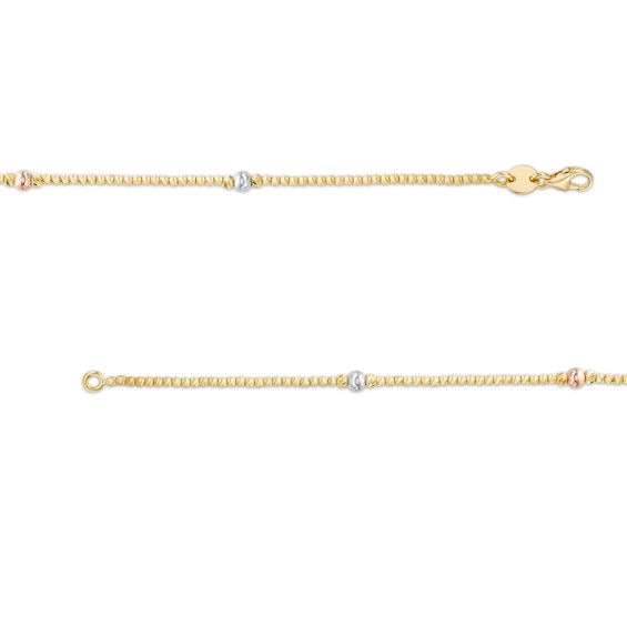 Diamond-Cut 3.0mm Station Brilliance Beads Chain Necklace in 18K Gold – 16.5"