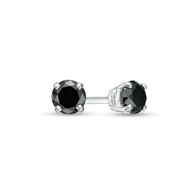 CT. T.W. Black Diamond Solitaire Stud Earrings in 14K White Gold