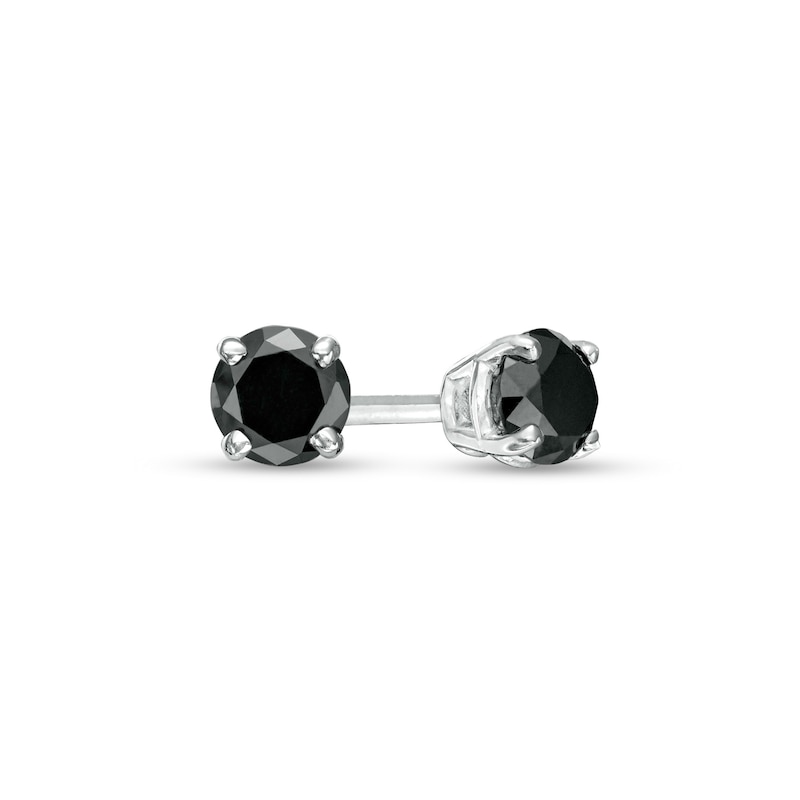 CT. T.W. Black Diamond Solitaire Stud Earrings in 14K White Gold|Peoples Jewellers