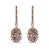 Thumbnail Image 1 of 1.15 CT. T.W. Champagne Oval-Shaped Multi-Diamond Drop Earrings in Sterling Silver with 18K Rose Gold Plate