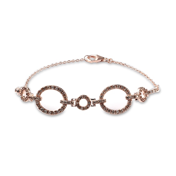 1.62 CT. T.W. Champagne Diamond Alternating Circle Bracelet in Sterling Silver with 18K Rose Gold Plate – 7.25"