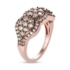 1.49 CT. T.W. Champagne Diamond Frame Flower Trio Ring in Sterling Silver with 18K Rose Gold Plate – Size 7