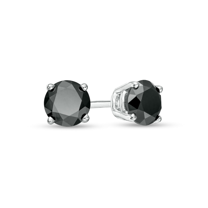 Main Image 1 of 0.69 CT. T.W. Black Diamond Solitaire Stud Earrings in 14K White Gold