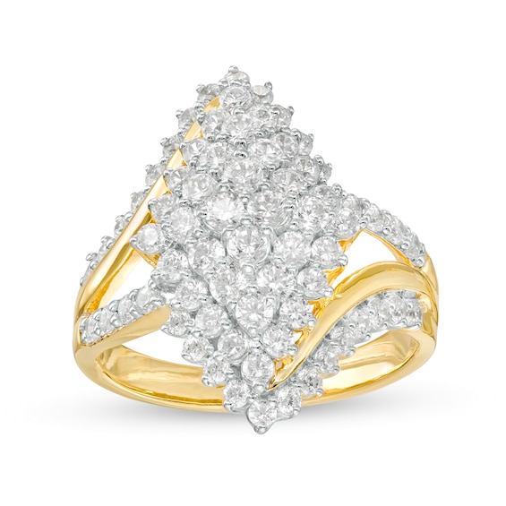 1.50 CT. T.W. Marquise Multi-Diamond Split Shank Ring in 10K Gold