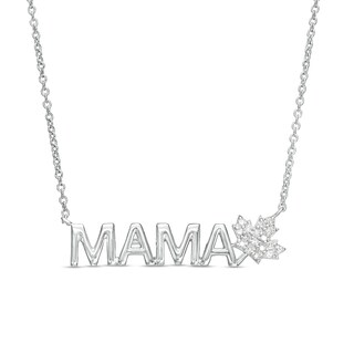 0.04 CT. T.W. Diamond MAMA Maple Leaf Necklace in Sterling Silver