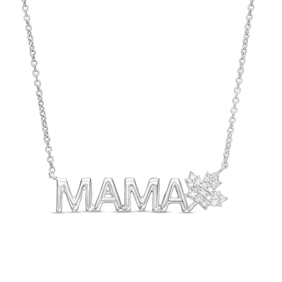 0.04 CT. T.W. Diamond MAMA Maple Leaf Necklace in Sterling Silver