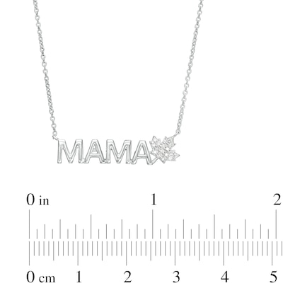 0.04 CT. T.W. Diamond MAMA Maple Leaf Necklace in Sterling Silver