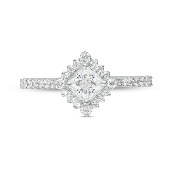 0.75 CT. T.W. Princess-Cut Diamond Shadow Frame Tilted Engagement Ring in 14K White Gold