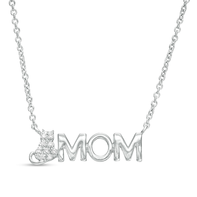 Diamond Accent Cat MOM Necklace in Sterling Silver - 17.75"|Peoples Jewellers